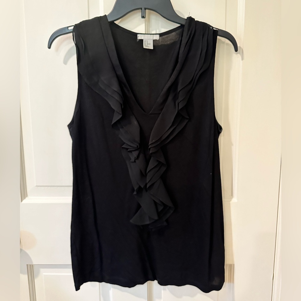 H&M Black Tank Top with Ruffle in the front